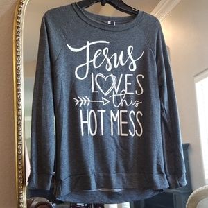 NWOT Jesus long sleeve stretchy T Shirt